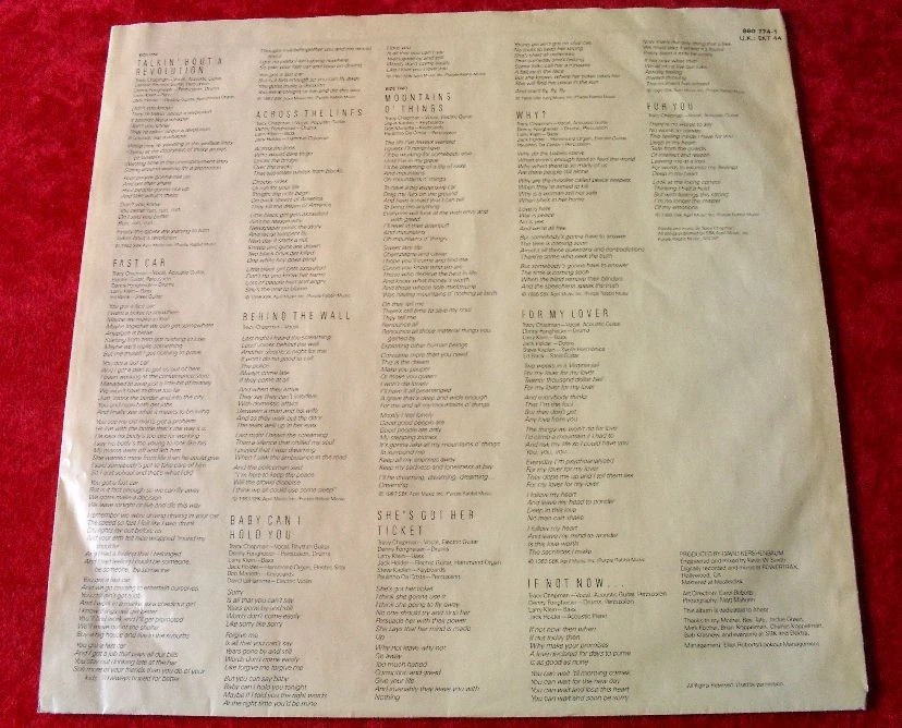 Tracy Chapman LP same (mit Lyrics-Booklet) - Imagen 3 de 4