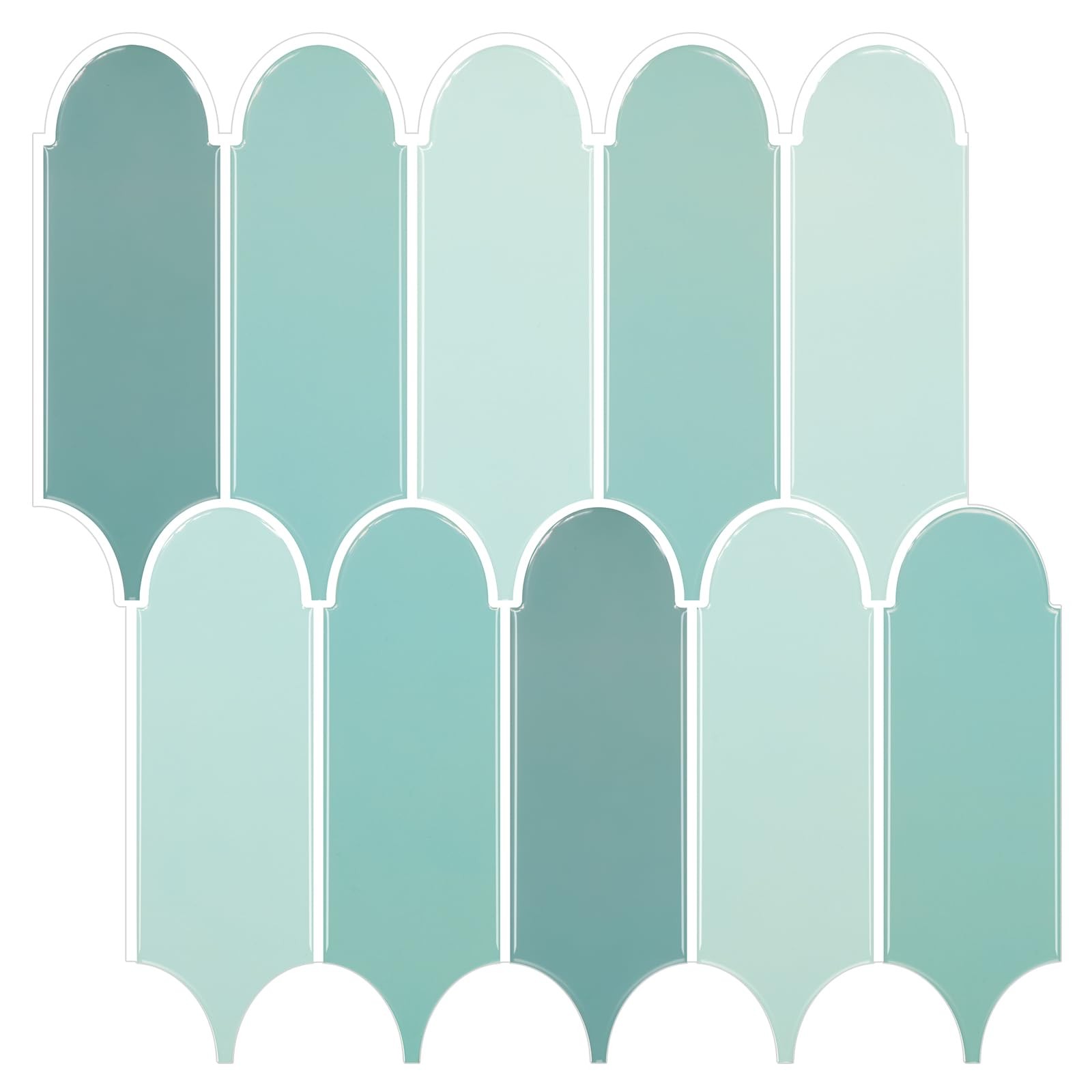 Peel and Stick Kitchen Backsplash - Thick Premium Green Feather Design