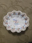 This is a vntg hand-painted milk glass dish from Fenton & decorated By Charleton