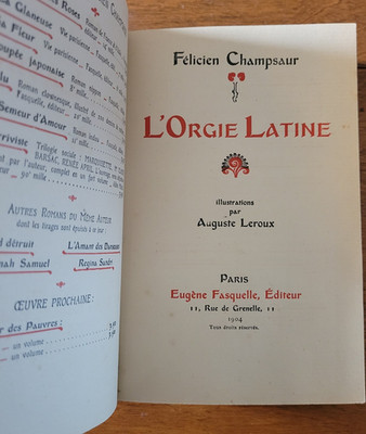 Félicien Champsaur L'Orgie Latine Hardcover Illustrated Leroux Fasquelle 1904