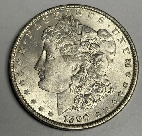AU+ 1890-P Morgan Silver Dollar (original surfaces) U.S. $1 Coin Almost UNC