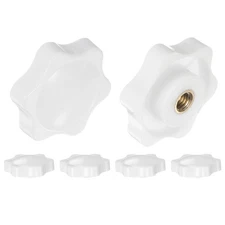 6pcs Star Knobs M5 Thread 32mm Head Non-Through Hole Brass Insert Knob White