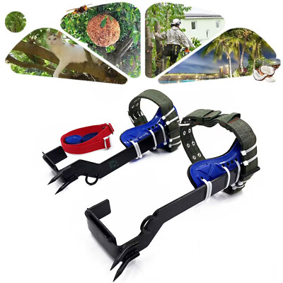 W/Safety Belt Tree/Pole Climbing Spike Set Strap Rope Stainless Adjustable