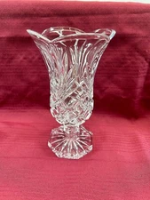Nortiake Full Lead Crystal Pedestal Scallop Flare Vase Hampton Hall W Germany