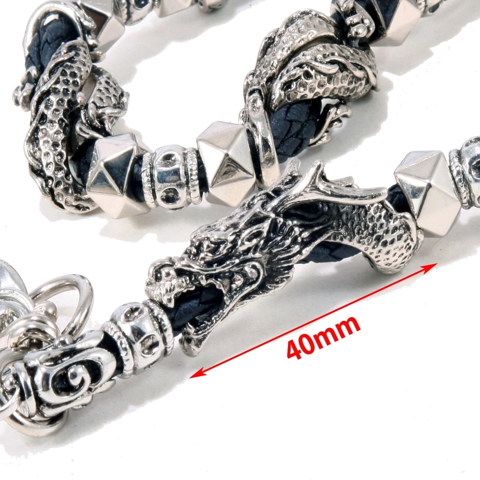 DK Heavy Head Tail Dragon Trucker Biker Key Jean Wallet Chain (27") Silver NCS87 - Image 4 of 4