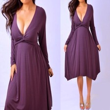 MAX STUDIO Brown Dolman Batwing V Neck Dress S Small