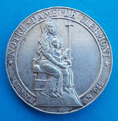 Auvergne Clermont-Ferrand Medaille Silber ? Notre-Dame Jahr 946, 31Mm