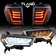 Vland Full LED Headlights+Smoked Tail Lights For 2014-2024 Toyota 4Runner Sets*2