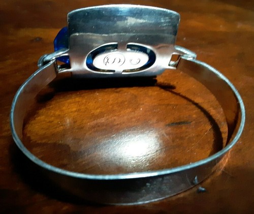 Modernist Bracelet Aqua Blue Stone Signed, Stamped w/Dollar Sign BEAUTIFUL! - Picture 7 of 8