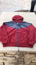 L Large Nike Windrunner Windbreaker Jacket Hoodie Red Crimson Gray DH3777-692
