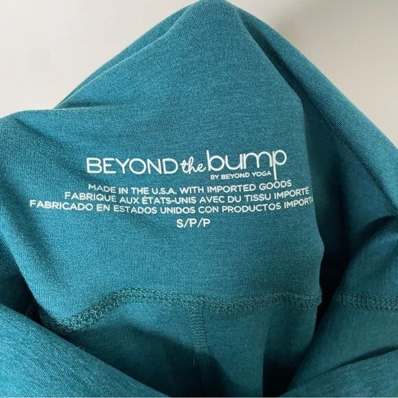 beyond-yoga beyond the bump spacedye teal green leggings