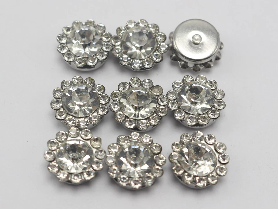 100 Silver Bling Crystal Rhinestone Pearl Flatback Button Beads 11mm Free Ship - Image 4 of 4