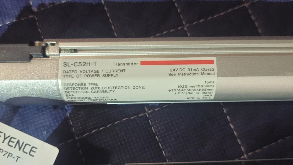 KEYENCE Light Curtain SL-C52H-T Transmitter, SL-C52H-R Receiver w/PNP Cables - Image 3 of 4
