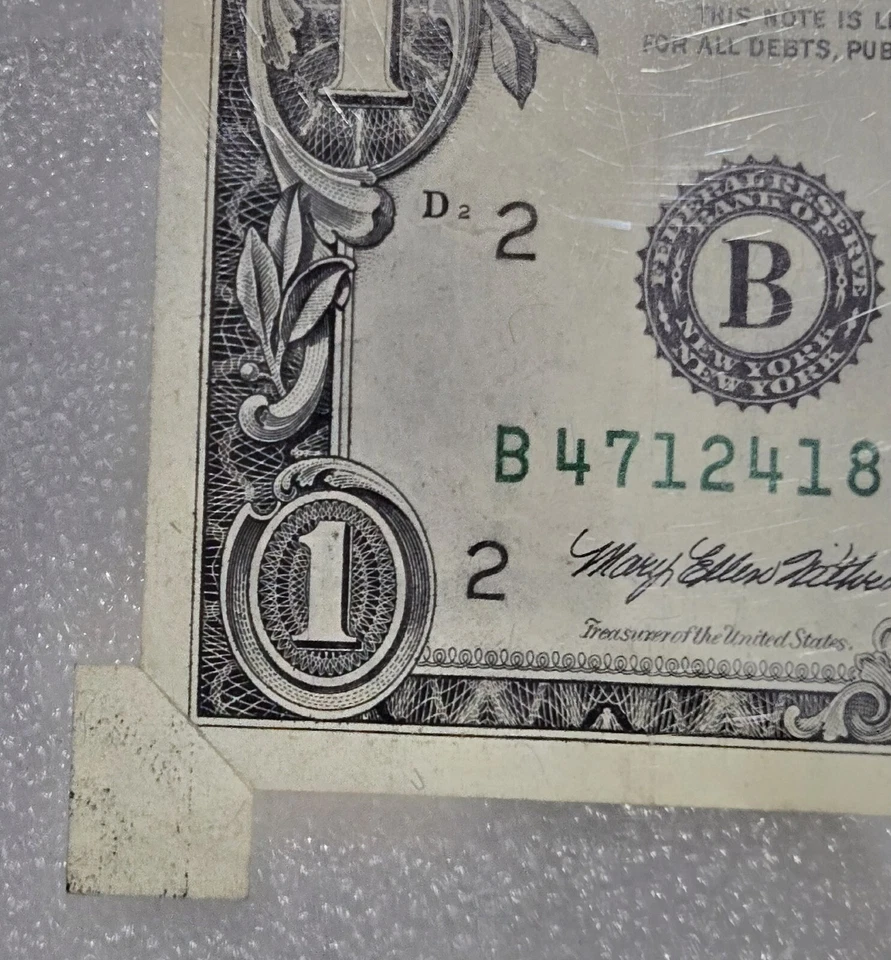 2 In 1 Cutting Error W / Extra Tab $1 1995 FRN PGSC 30 Very Fine Hard To Find  - Image 2 of 4