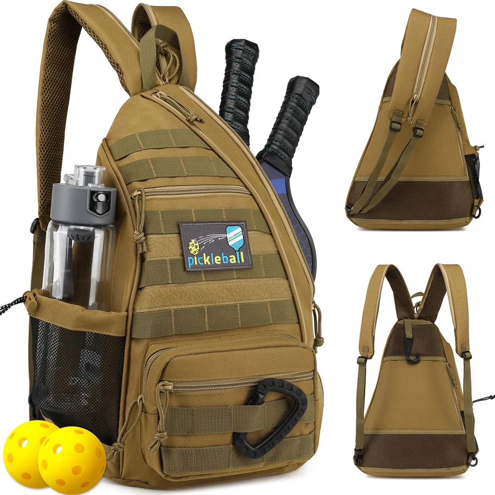 Pickleball Bag Tactical Pickleball Backpack for Women Men Adjustable Sling Bag