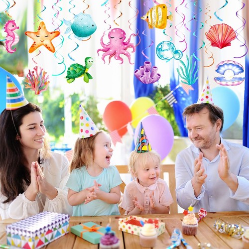 54 Pieces Ocean Sea Party Hanging Decorations Ocean Party Hanging Swirls Ocea... - Picture 5 of 7