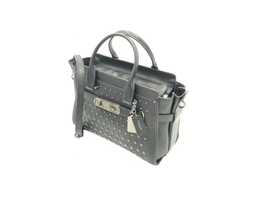 Coach Black Swagger Rivet Turn Lock Detail Tote/Cross Body | eBay