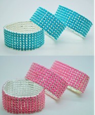 Blue  Pink 7 Row Crystal Rhinestone Stretch fashion Bracelet Wedding Bridal