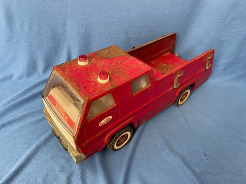 1970-73 TONKA Fire Truck - Vintage Red Pressed Steel Toy Ladder Snorkel Pumper - Picture 11 of 12