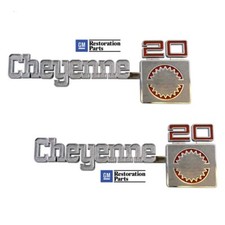 1975-1980 Chevy Cheyenne 20 Pick Up Truck Front Fender Emblem Pair USA Made