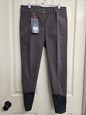 Shires Aubrion Ladies 8 Derby Dark Grey Knee Grip Riding Breeches