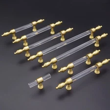 MFYS Brass Acrylic Dresser knob Pulls Cabinet Handle Pulls Closet Wardrobe pull