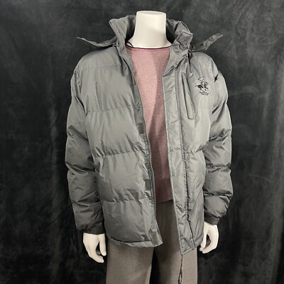 Beverly Hills Polo Club - Men's Jacket Winter Puffy Puffer Gray, Size XL