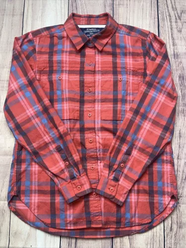 REI Cooperative Women’s Size Medium Long Sleeve Button Up  Organic Cotton  Plaid