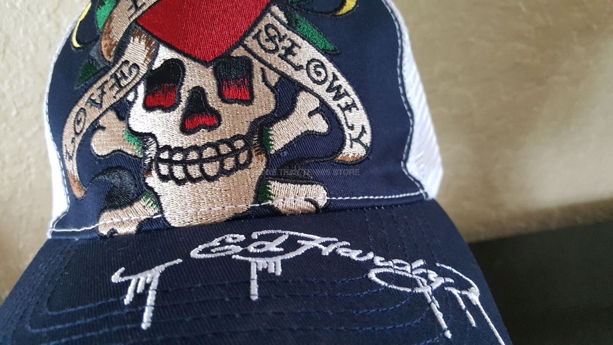 Ed Hardy HEART SKULL Hat Blue Cap | eBay display picture 2