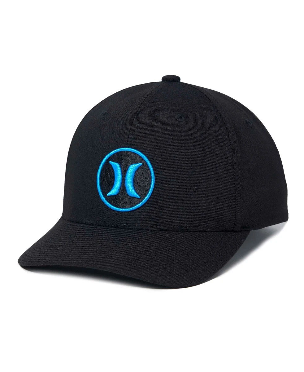 Hurley Super Icon Black Hat with Blue Logo Flex Fit Cap size L/XL | eBay