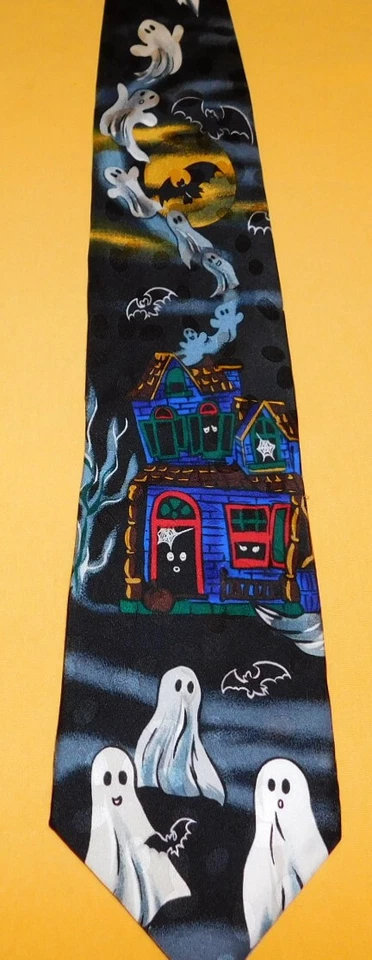 ЗАВИСИМОСТЬ ЧЕРНЫЙ/БЕЛЫЙ/СЕРЫЙ HALOWEEN СЦЕНЫ НОВИНКА ГАЛСТУК - ГАЛСТУКИ - ДИЗАЙНЕРСКИЕ ГАЛСТУКИ. - Изображение 2 из 4