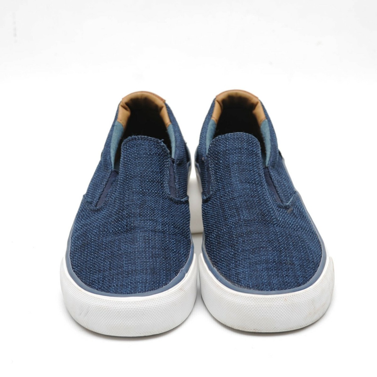 Crevo Pax Blue Fabric Slip On Dual Gusset Boat Loafer 