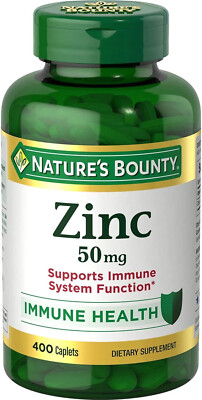 Nature's Bounty Zinc  Supports Immune Health 50mg 400 Caplets expire 04/2026