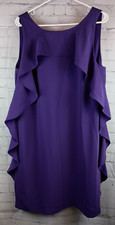 Trina Turk Purple Sleeveless Ruffle Trim Shift Dress, Sz. 12