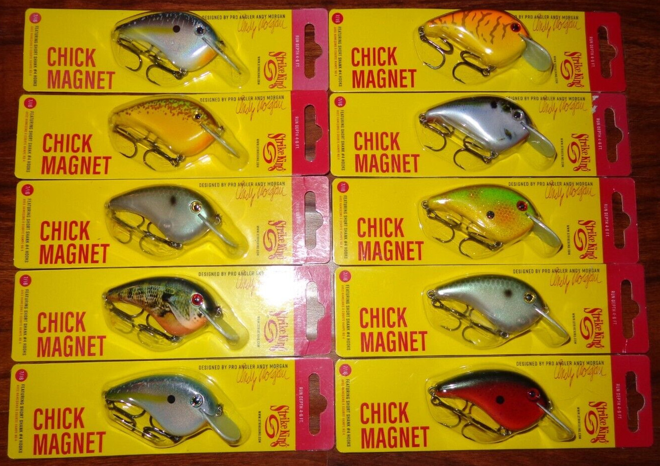 Lot of 10 New Assorted Strike King Chick Magnet Crankbait Fishing Lures HCCM #4 - Image 1