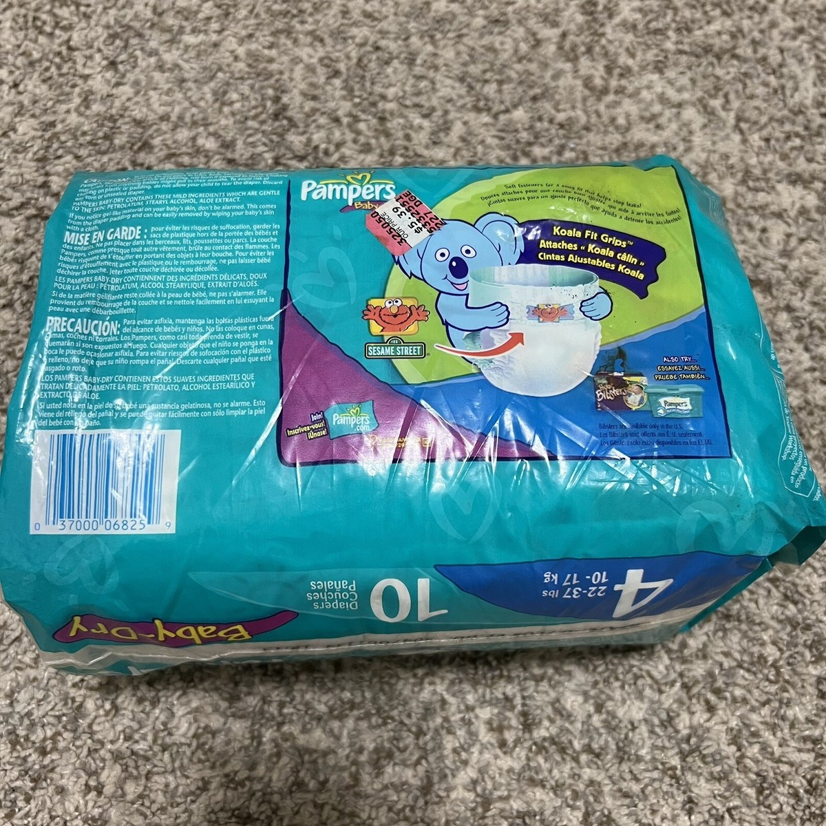 Vintage 2003 Pampers Baby-Dry Diapers Sesame Street Size 4 22-37