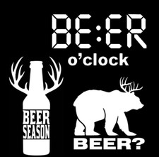 Beer O'clock Beer Season Beer Deer 3 PK Vinyl decal Car Window Tablet Tumbler
