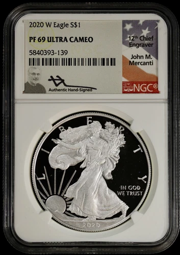 2020 W $1 Proof American Silver Eagle NGC PR 69 Ultra Cameo  DCAM Mercanti ASE