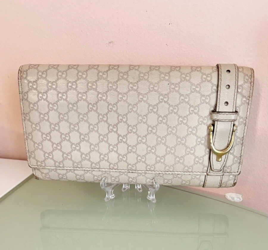 Portefeuille long d'occasion Gucci GG Supreme Canvas Crème RARE !