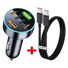 120W Fast Charging Type-C USB Car Charger Adapter For iPhone 17 16 15 14 Pro Max