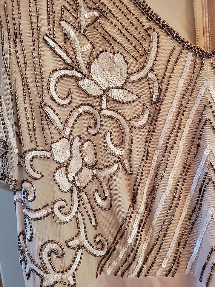 Vestido largo color melocotón ASHRO Co. con piezas brillantes y lino, nuevo. Foto 2 de 4