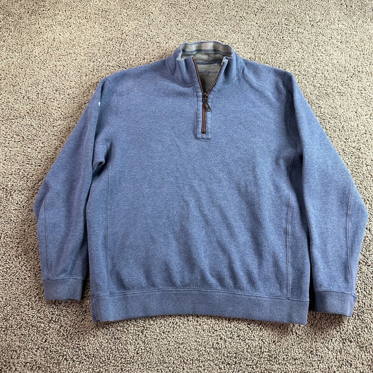 Tommy Bahama Sweater Mens Large Blue Gray Reversible 1/4 Zip