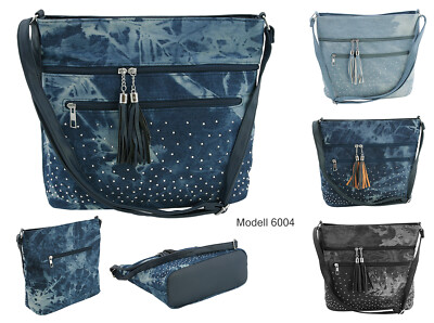 + Damen Tasche Jeans Canvas Schultertasche Umhängetasche Vintage Kult  6003/6004