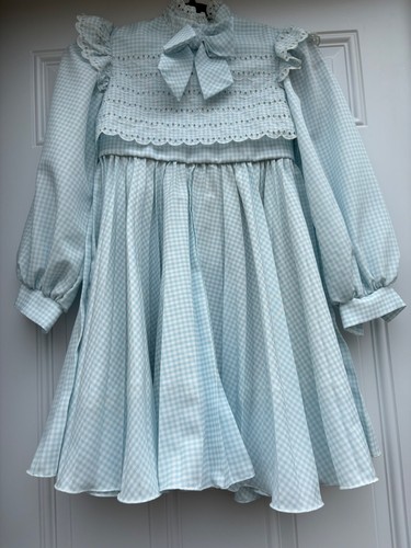 Vestido Dorissa of Miami Vintage Niñas 10 Cuadros Años 70 Volantes Plisado Largo Victoriano - Imagen 2 de 15