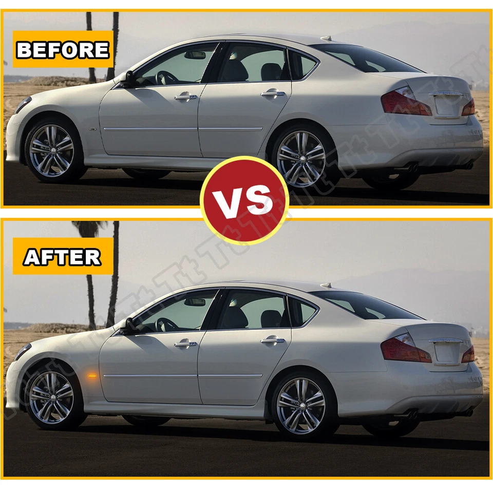 For 2007-2010 INFINITI M35 M45 FX35 G35 G37 Smoked LED Side Marker Signal Lights - Image 4 of 4