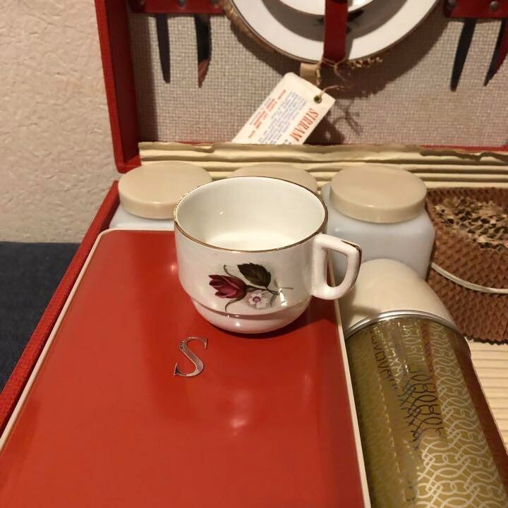 Rare 1960s Vintage SIRRAM hard case picnic tea set made in