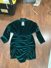 Pretty Little Thing Green Velvet Bodycon Dress size US 12