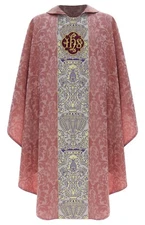 Rose/violet Gothic Chasuble with stole Coronation Tapestry Vestment 076R26