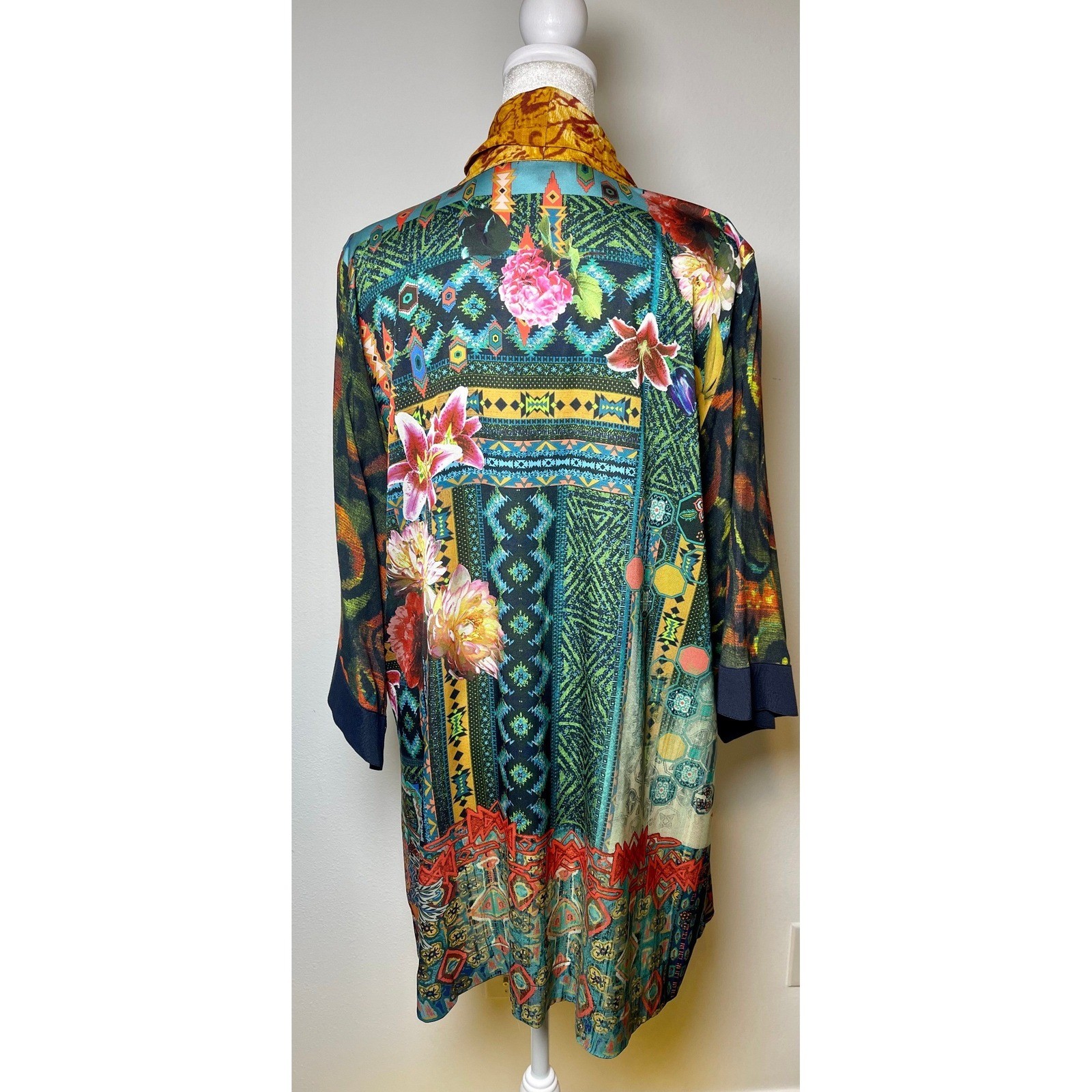 John Mark Large Patchwork Kimono Jacket Floral Em… - image 2