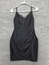 B. Darlin Dress Womens S Black Bodycon Mini V-Neck Strappy Zip Party Cocktail
